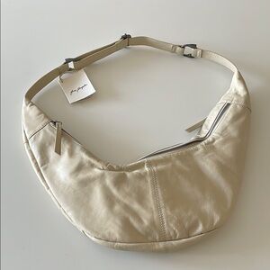 Free People Cream Leather Sling Bag
